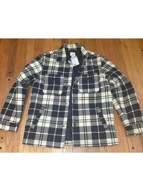 NEW H&M Oversized Flannel Overshirt Womens Sz Small Plaid Shacket Button Front
